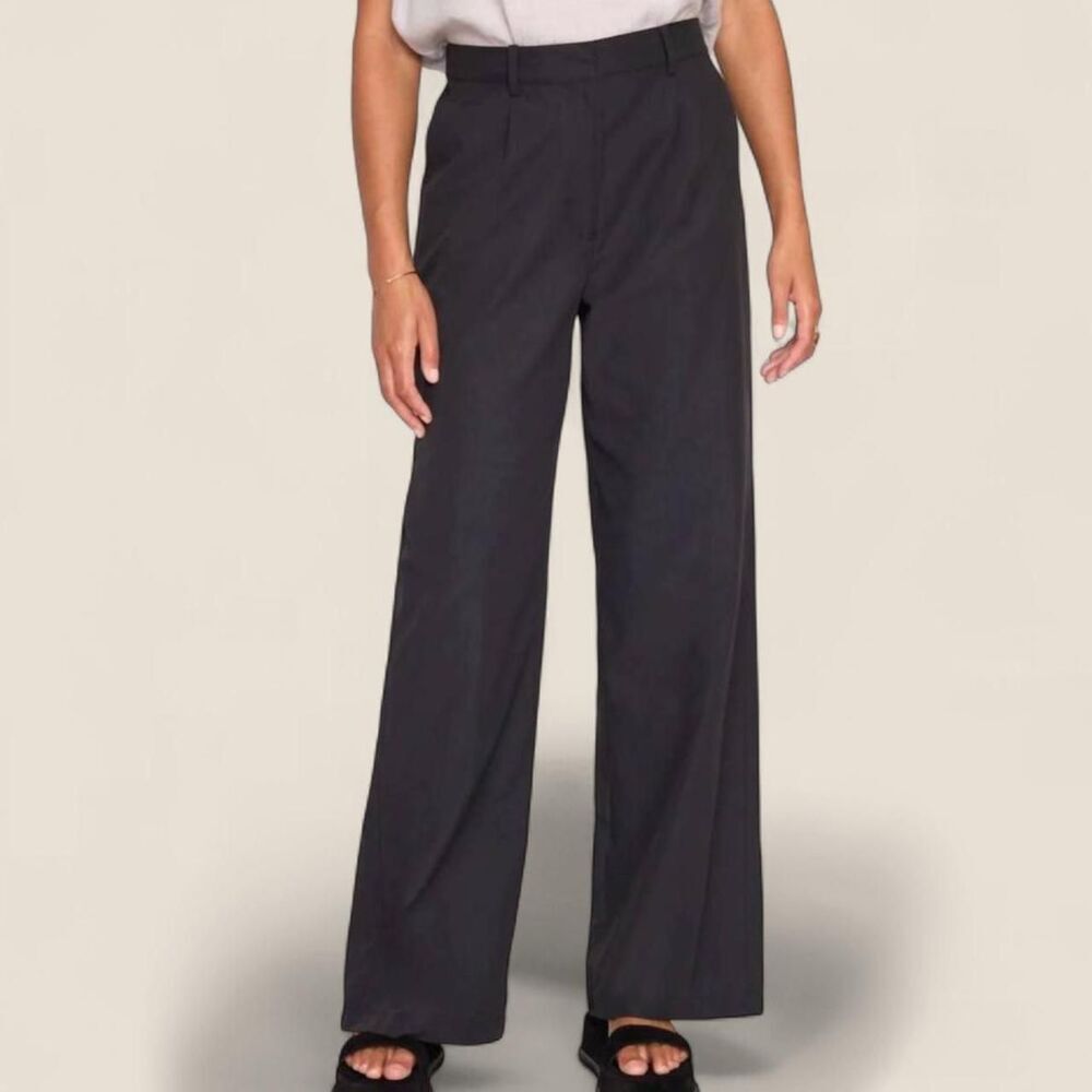 Brochu Walker Onyx Joya Pants Black Luxe Minimalist Wide Leg NWT